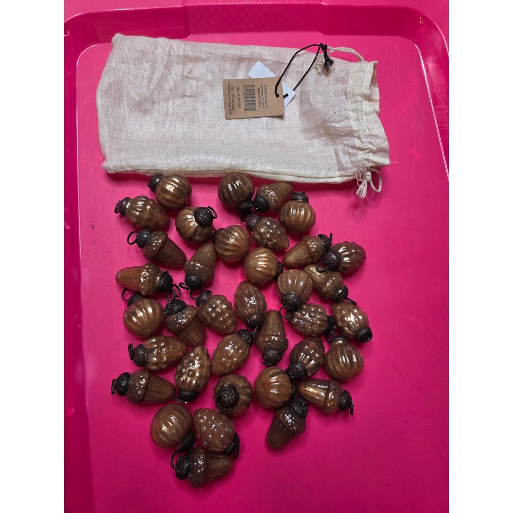 Creative Co-op 36 Piece 1 Inch Amber Mercury Glass Mini Ornaments XM7406 New‎